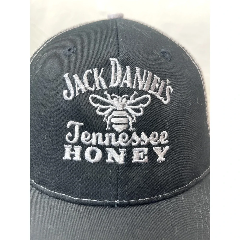 Jack Daniels‎ Tennessee Honey Hat Cap Black & Gray Strap Back Adjustable New